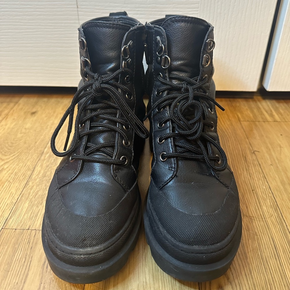 Black leather boots